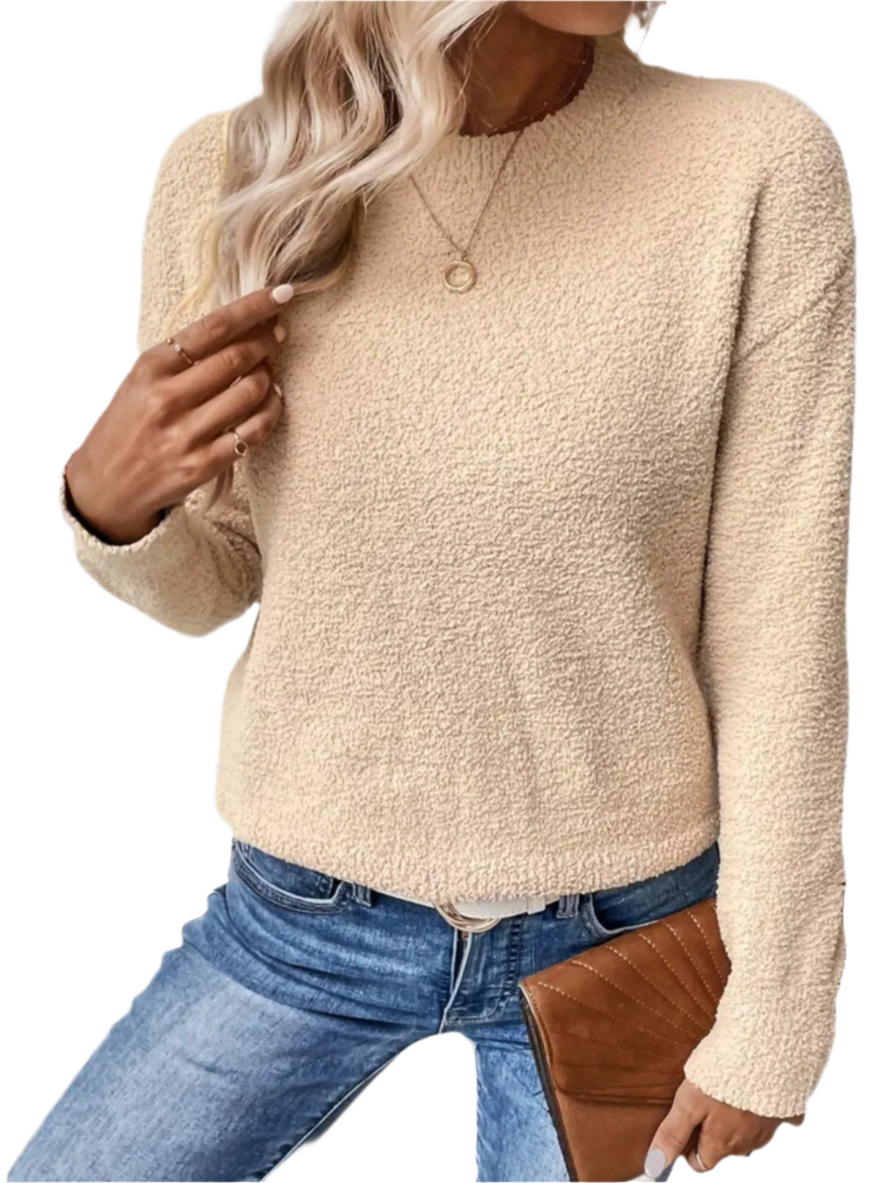 Fiona - Beige Comfortable Round Neck Sweater