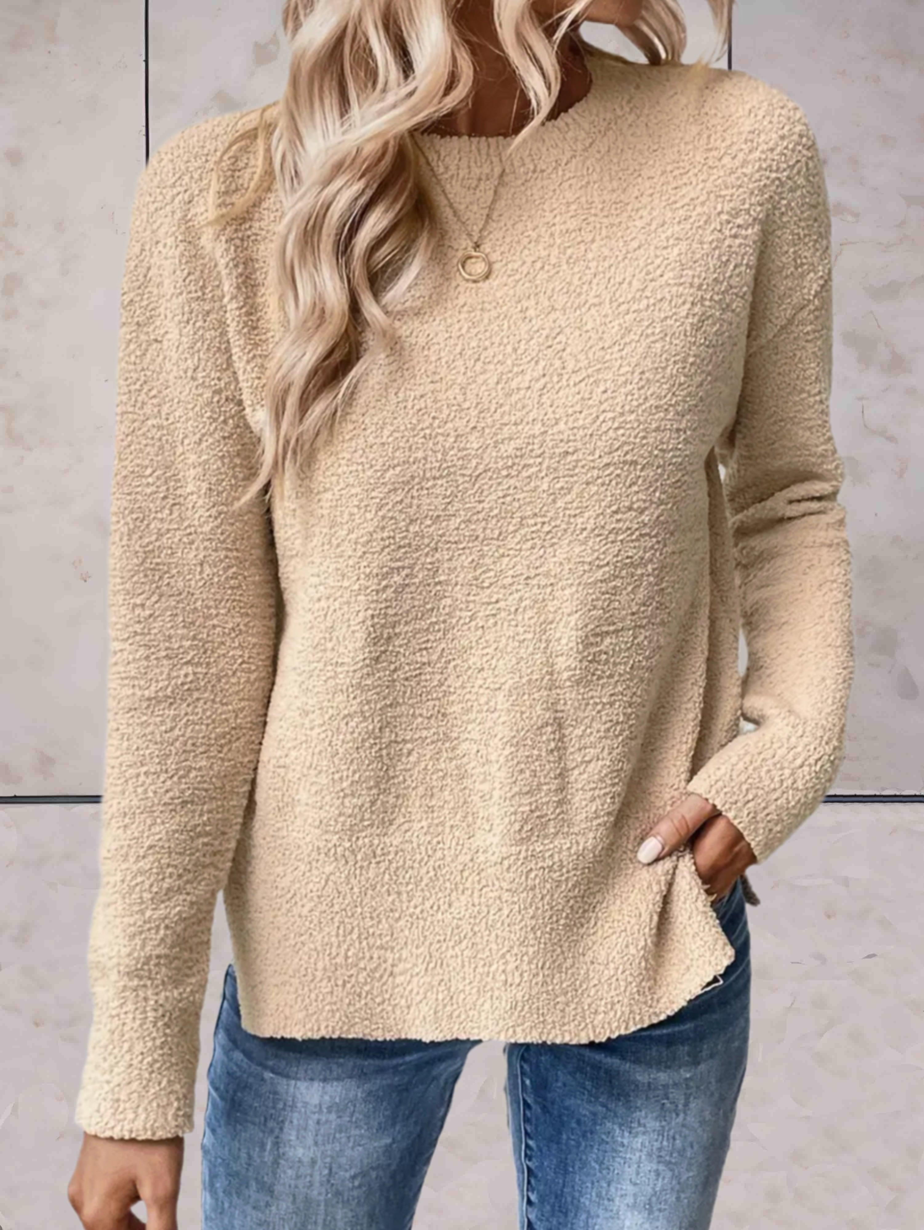 Fiona - Beige Comfortable Round Neck Sweater